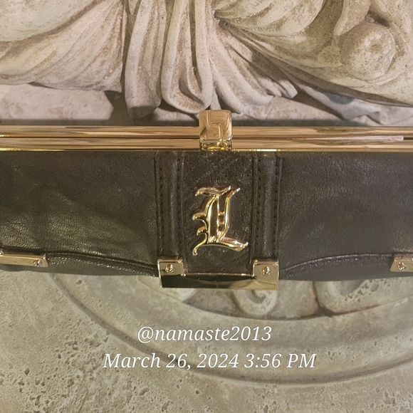 L.A.M.B. by Gwen Stefani Leather Clutch Luxury Designer Celebrity Black #745 - Picture 14 of 17